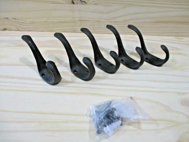 5 Vintage Style Cast Iron Wall Coat Hooks Hat Hook Hall Tree 3" Rustic Towel