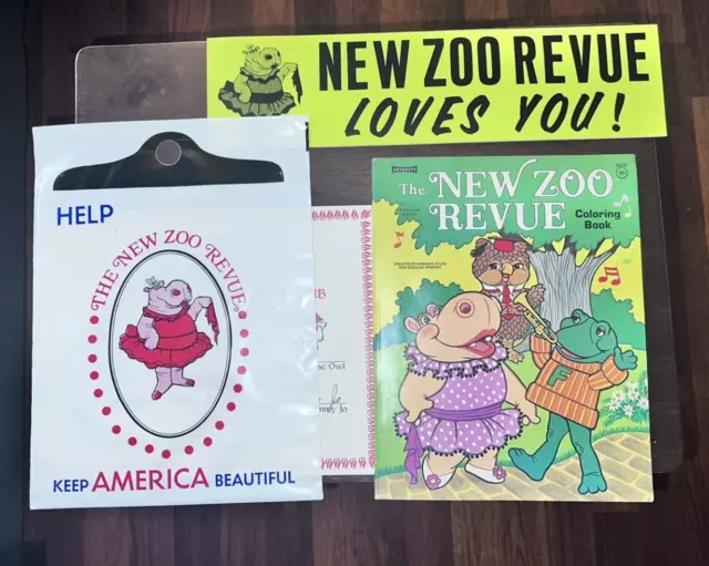 The New Zoo Revue 1970s Fan Club Kit certificate sticker bag coloring book MINT