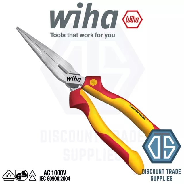 WIHA 35477 Electric Needle Nose 160MM Pliers with Cutting Edge Straight Shape