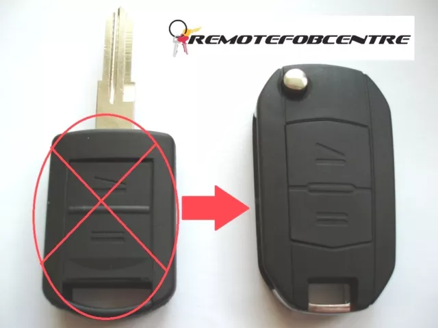 RFC 2 boutons flip key case mise à niveau pour Vauxhall Opel Corsa C Combo télécommande YM28