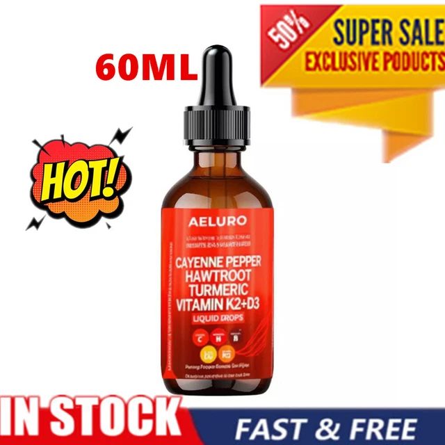 Chilly Drops CHILI VITAMIN DROPS Cayenne Pepper Hawtroot Turmeric Vitamin K2+D3 60ml ...