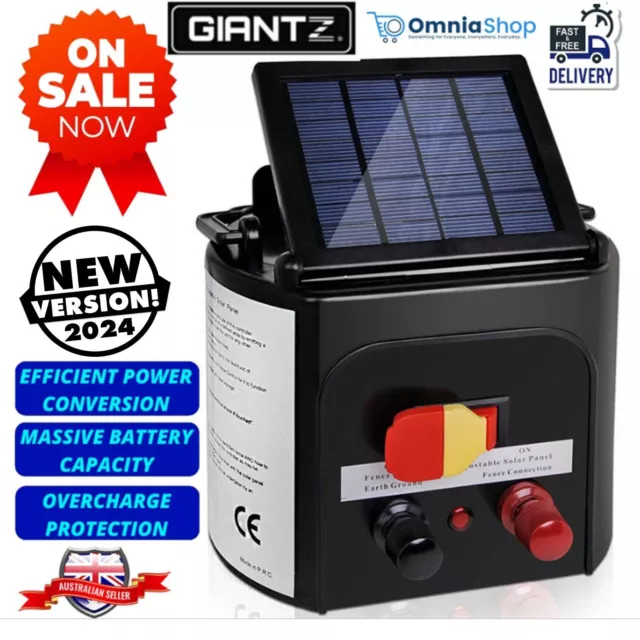 Giantz 5km Solar Electric Fence Charger Energiser Powered Unit Energizer Farm