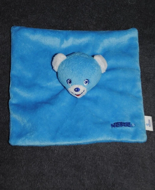 Doudou Plat Ours Bleu NESTLE Carré Brodé Etat  NEUF