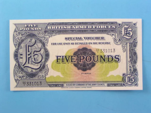 RARE 2nd Series 5 POUNDS 1948 UNC BRITISH ARMED FORCES (BAF) BANKNOTE