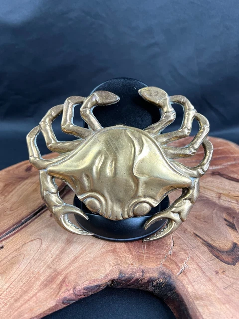 Vintage Brass Crab Ocean Beach House Decor Door Knocker Figural Hardware Ornate