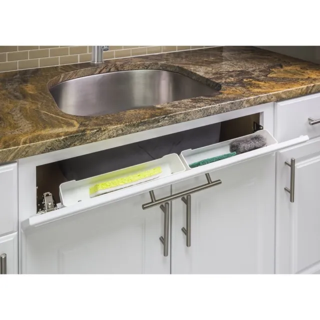 Set Of 2 - 11" Kitchen Cabinet Sink Front Tip Tilt Out Tray & Hinges Sponge Hold
