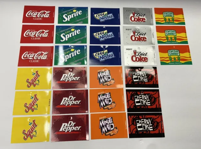 Lot Vintage 90’s Vending Machine Soda Labels Coke , Cactus Cooler , Dr Pepper