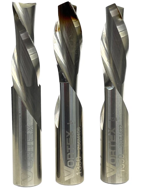 Lot of 3 Vortex 1350 1/2" Carbide Downcut Finisher Two Flute Router Bits - USED