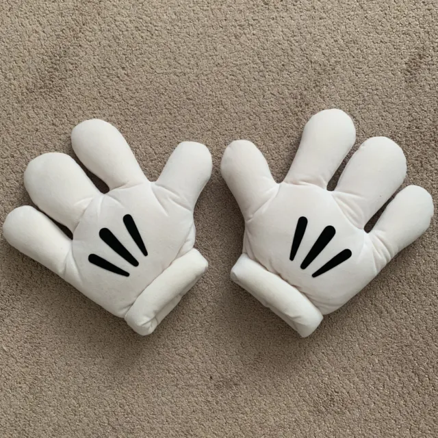 Disney Parks White Mickey Mouse Gloves Plush Hands 10” Minnie Hands