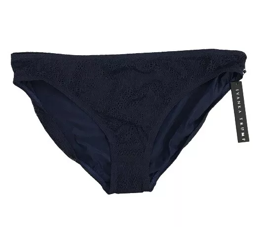 NWOT Ivanka Trump Navy Lace L Solid Lined Cheeky Bikini Swim Bottom #106535