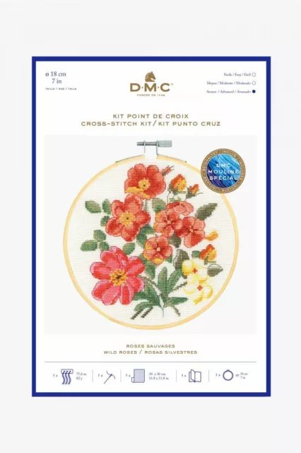 DMC 'Wild Roses' Cross Stitch Kit