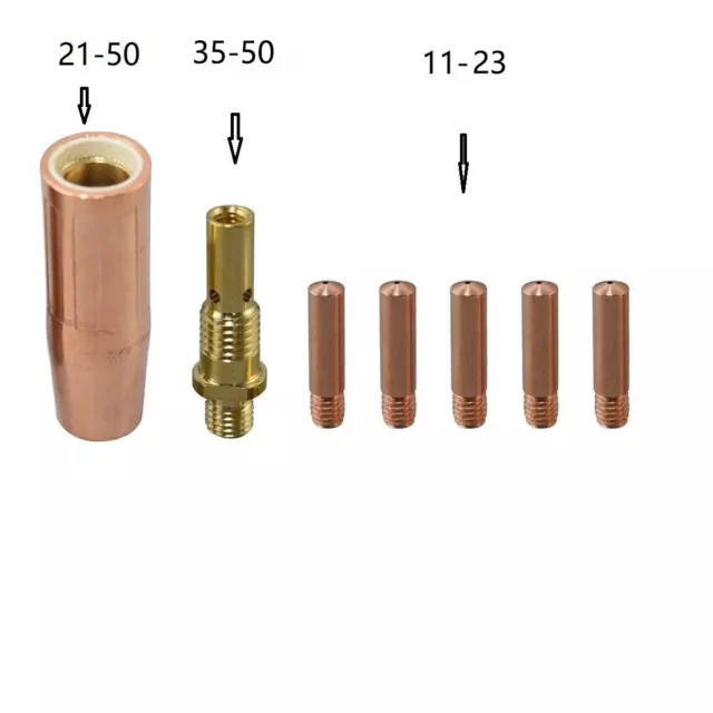 7pk Tips Nozzle Diffuser fit Firepower 1444-0894 160A MIG Welding Spool Gun Part