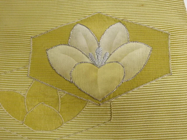 6146439: Japanese Kimono / Antique Nagoya Obi For Summer / Embroidery / Flower
