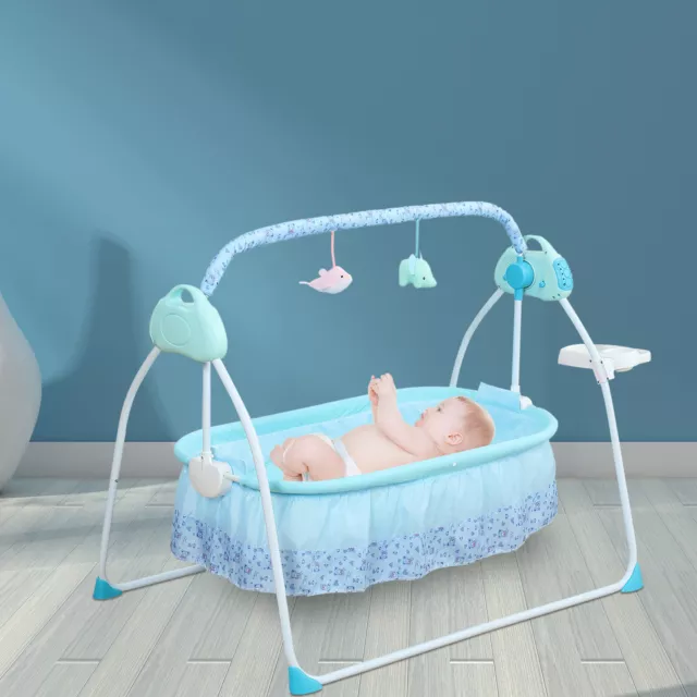 Electric Kid Baby Crib Cradle Infant Rocker Auto-Swing Sleeper Bed Cot Bluetooth