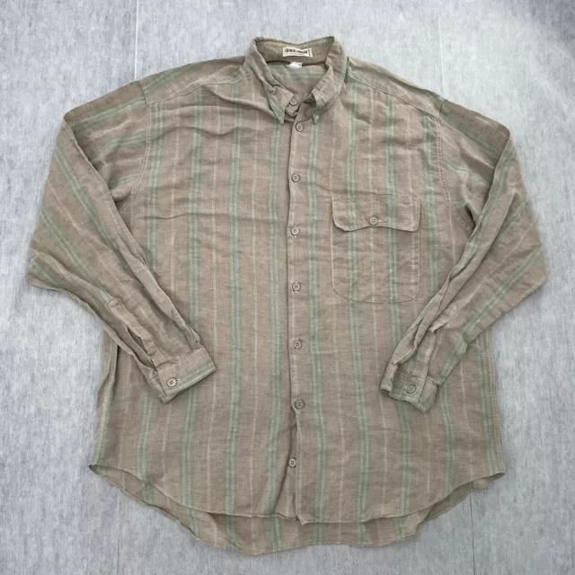 VINTAGE Giorgio Armani Le Collezioni Shirt Adult Medium Green Linen Cotton Italy