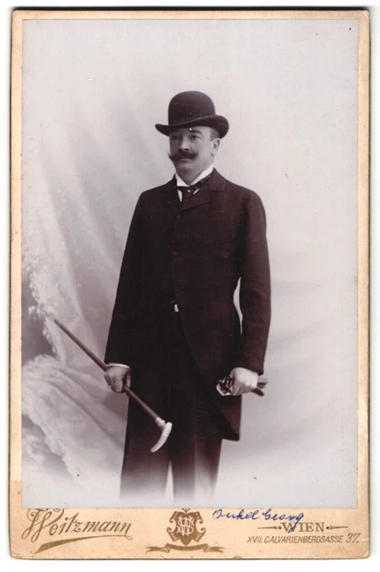 Fotografie S. Weitzmann, Wien, Hernals Calvarienberggasse 37, Portrait Herr im