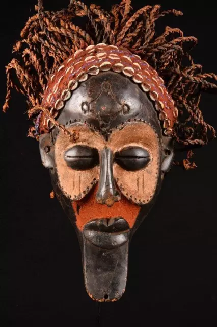 22117 A Primitive African Chokwe Rasta Mask DR Congo