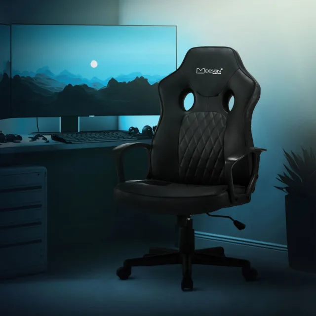 Silla gaming negra para escritorio asiento racing gamer mecedora respaldo en S