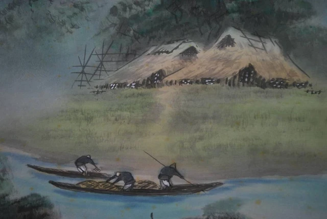 Shizushi Kosaka/Painted Landscape/Fishing Boat/Hanging Scroll Treas KAKEJIKU