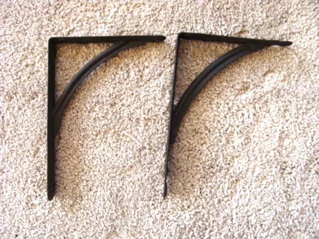 PAIR Vintage Stanley L Shape Wall Shelf Brackets Metal Strong 5"x7" Industrial