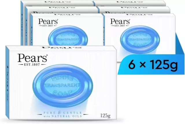 Pears Pure & Gentle Transparent Soap Bar with Mint Extracts 125g x 6