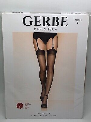 BAS GERBE BAS JARRETIERE RESILLE STAY UPS TAILLE 1 COULEUR BEIGE DORE 