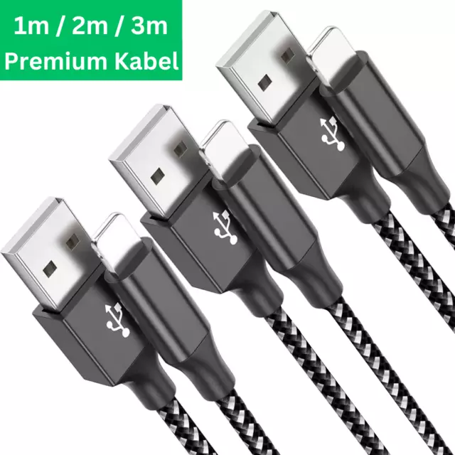 1m / 2m /3m iPhone SCHNELL Ladekabel für 6 7 8 XR X XS 11 12 13 14 USB iPad NEU