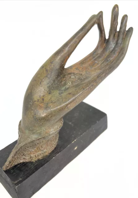 Cast Bronze Statue HAND of BUDDHA Wisdom Teaching VITARKA MUDRA  6.5”x5.5” VTG
