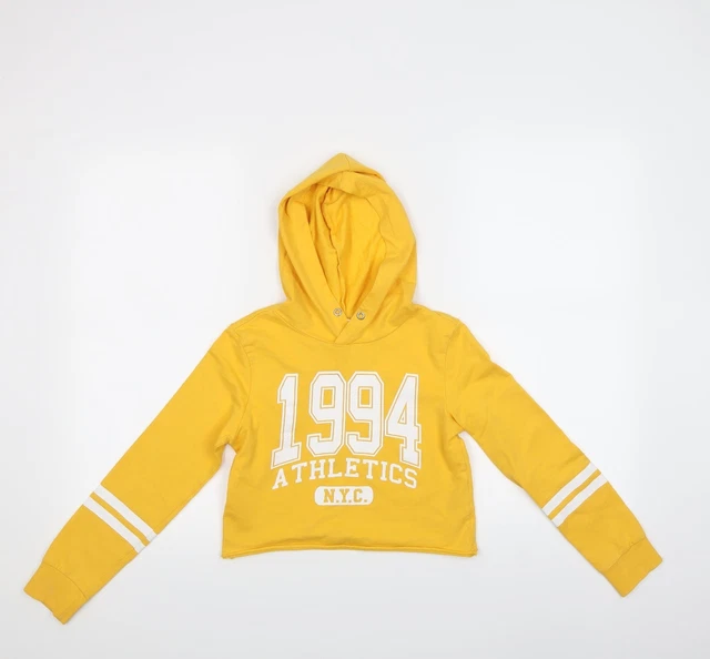 H&M Girls Yellow  Cotton Pullover Hoodie Size 8-9 Years