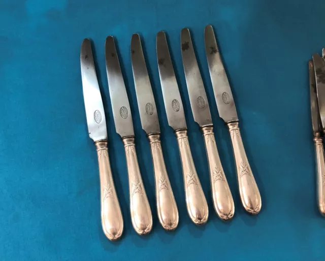 6 grands couteaux ERCUIS modèle LAURIER métal argenté 25,5cm Couvert Table