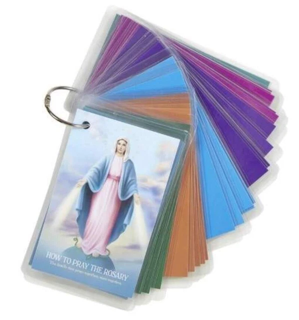 HOW TO PRAY the Rosary Prayer Cards on a Keyring 3x5 ENGLISH VERSION