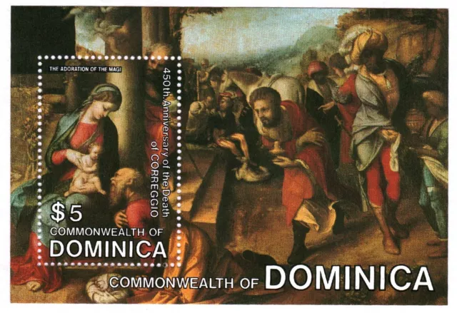 Dominica Stamps Sheet 450th Anniversary Death Of Correggio Art Painting #10576