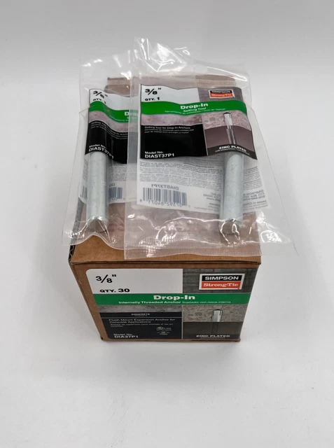 (30) Simpson Strong-Tie 3/8 Drop-In Anchors DIA37P1 + (2) Drop In Setting Tools