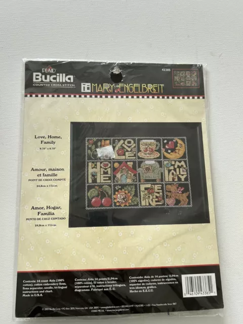 Bucilla 43385 LOVE, HOME, FAMILY Mary Engelbreit Counted Cross Stitch Kit