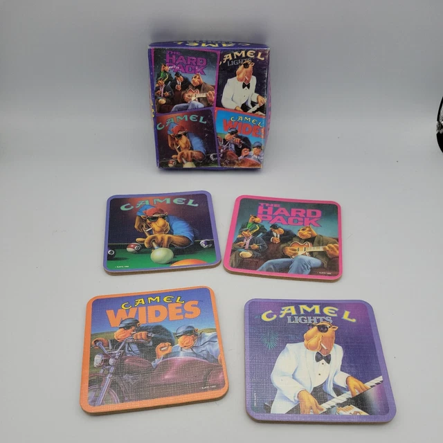 Vintage Joe Camel Cigarettes 1992 Set Of 4 Cork Drink Coasters