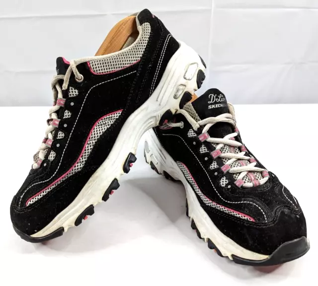 Skechers Black D'lites Shoes Women Sporty Casual Comfort Memory