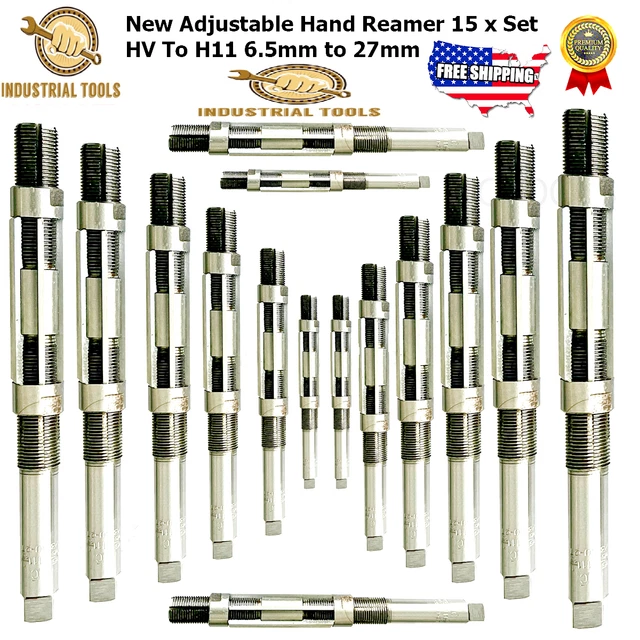 Adjustable Hand Reamers Set Of 15 Pcs HV H11 1/4" to 1 1/16" Inch 6 Blades