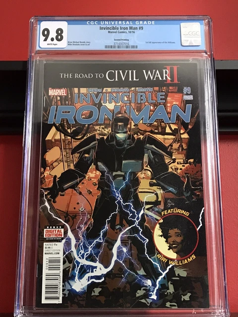 Invincible Iron Man 9, Marvel 2016, 1st Riri Williams, Second Print, CGC 9.8