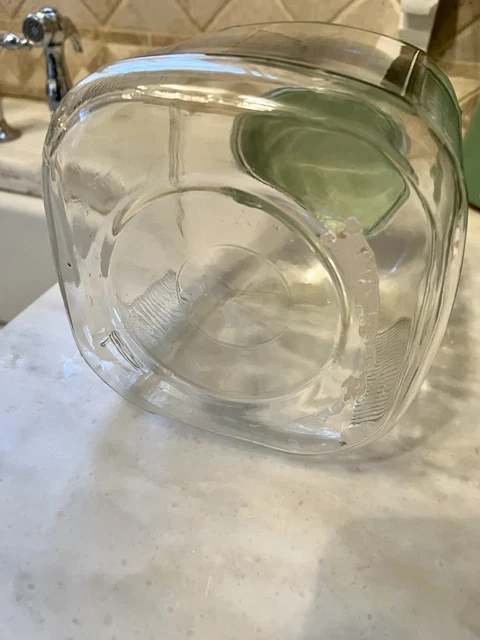 Vintage Cabinet Hoosier Glass Green Lid Ribbed Jar Canister 4