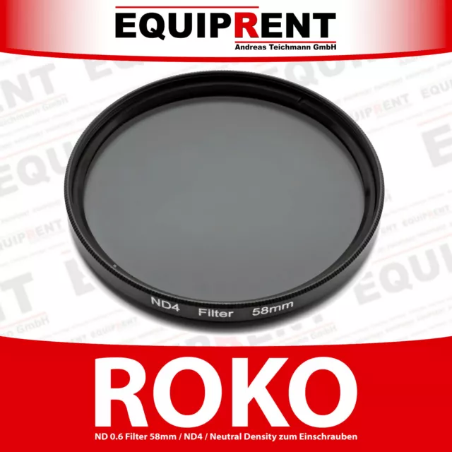 ROKO Filtre ND 0.6 / ND4 / Densité Neutre Filtre en Verre pour 58mm Fil EQB24