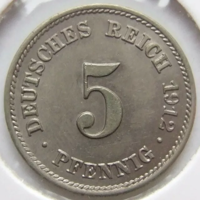 Moneta Reich Tedesco Impero Tedesco 5 Pfennig 1912 E IN Extremely fine /
