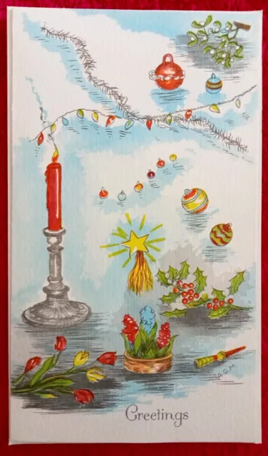 Merry Christmas Vintage 1970's Greeting Card Happy Traditional With Cheery Verse