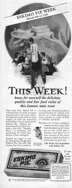 1926 Eskimo Pie Ice Cream Bar Sandwich Louisville KY Vintage 1920s Advertising