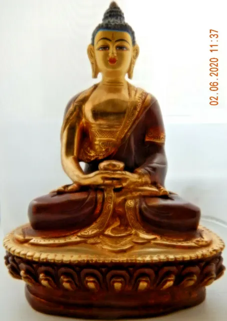 Tibetan 6" 15cm Copper Gilt Gold Buddha Amitabha Shakyamuni Nepal