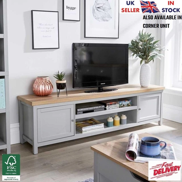 Extra Large 180cm Grey Oak TV Stand 1 Drawer Cabinet TV Unit-Grey Oak Units Extra Large 180cm Grey Oak TV Stand 1 Drawer Cabinet TV Unit-Grey Oak Units