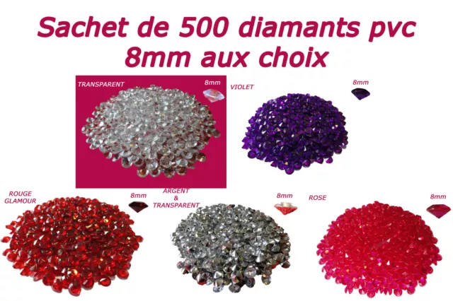 LOT 55grs DIAMANTS PVC 8mm DÉCORATION DE TABLE toutes occasions environ 500pcs