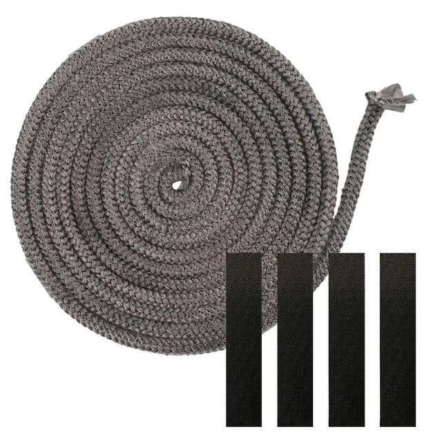 Fiberglass Wood Stove Rope Gasket Graphite 1000 Deg Temp Tape Fire Door Seal