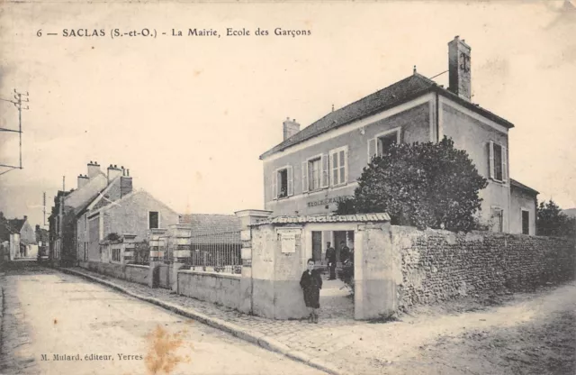 Cpa 91 Saclas / La Mairie / Ecole Des Garcons