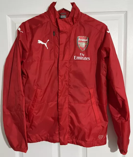 Arsenal Football Club Puma Red Windbreaker Coat Jacket Youths Boys 13-14 Years