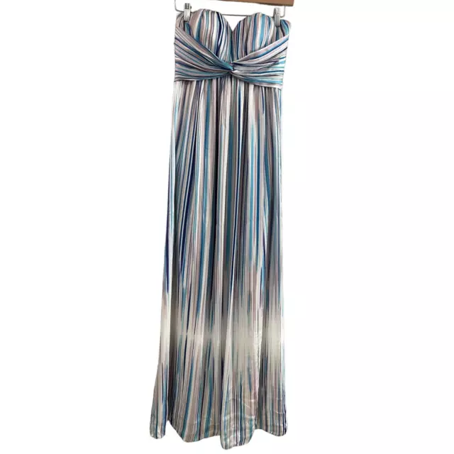 Jessica Simpson Womens Dress Medium Twisted Stripe Sweetheart Maxi Strapless